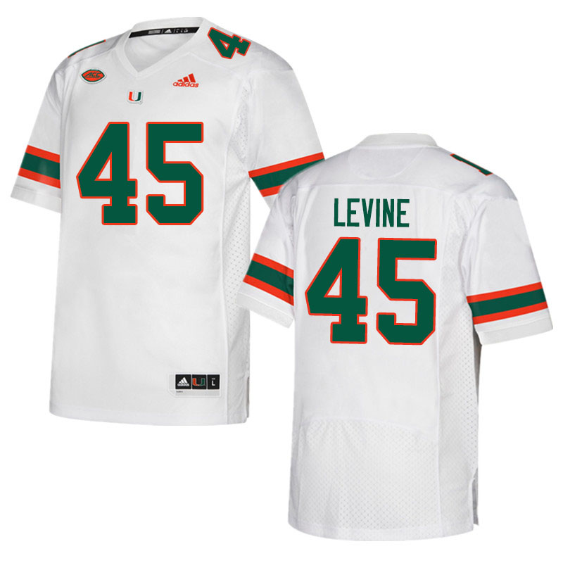 Adidas Miami Hurricanes #45 Bryan Levine College Football Jerseys Sale-White